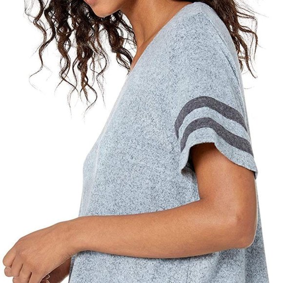 Splendid Striped Sleeve Plush Knit Pajama Top - Picture 3 of 4